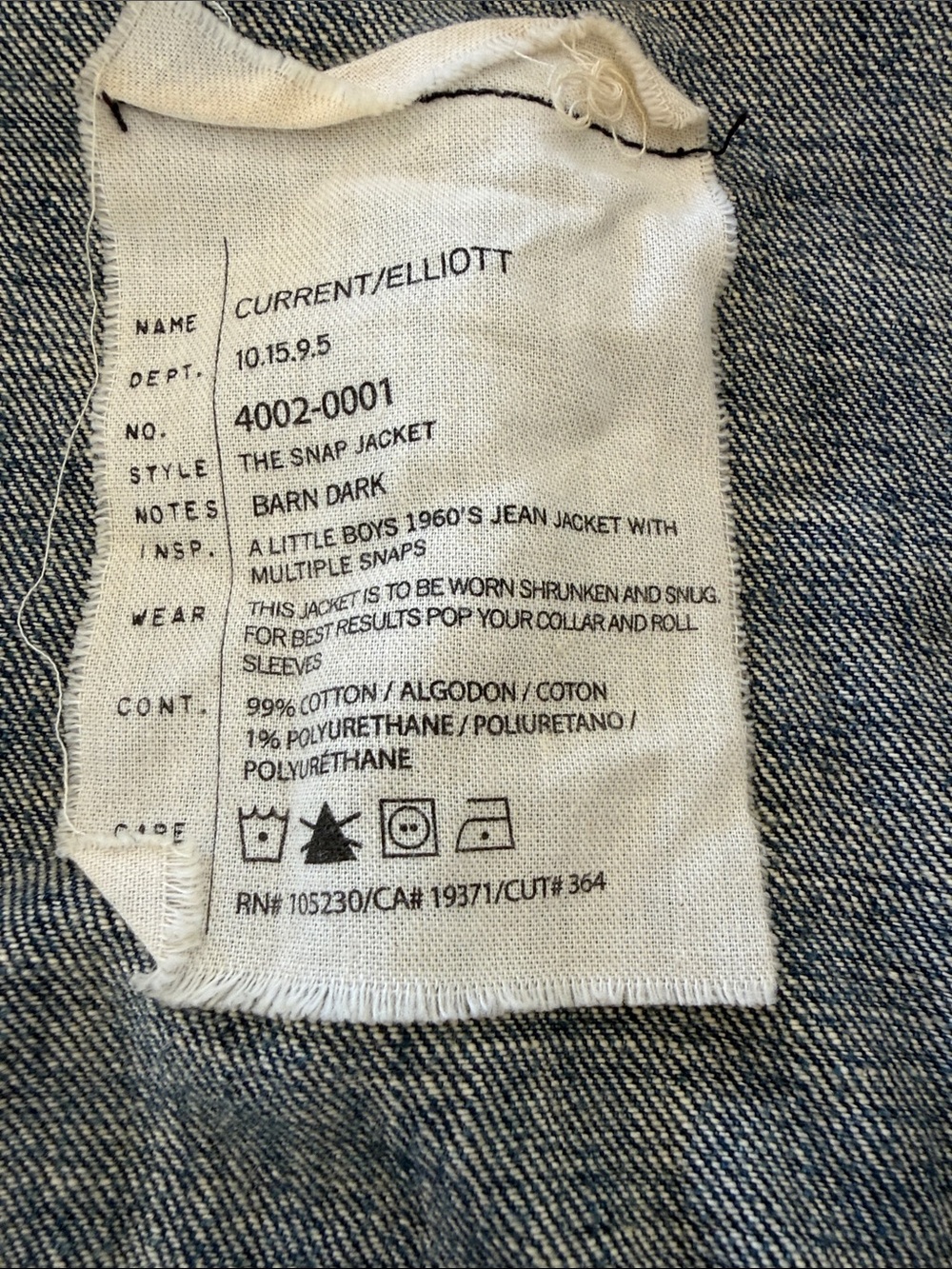 Current/Elliott Blue Denim Snap Jacket - Barn Dark - Picture 3 of 8